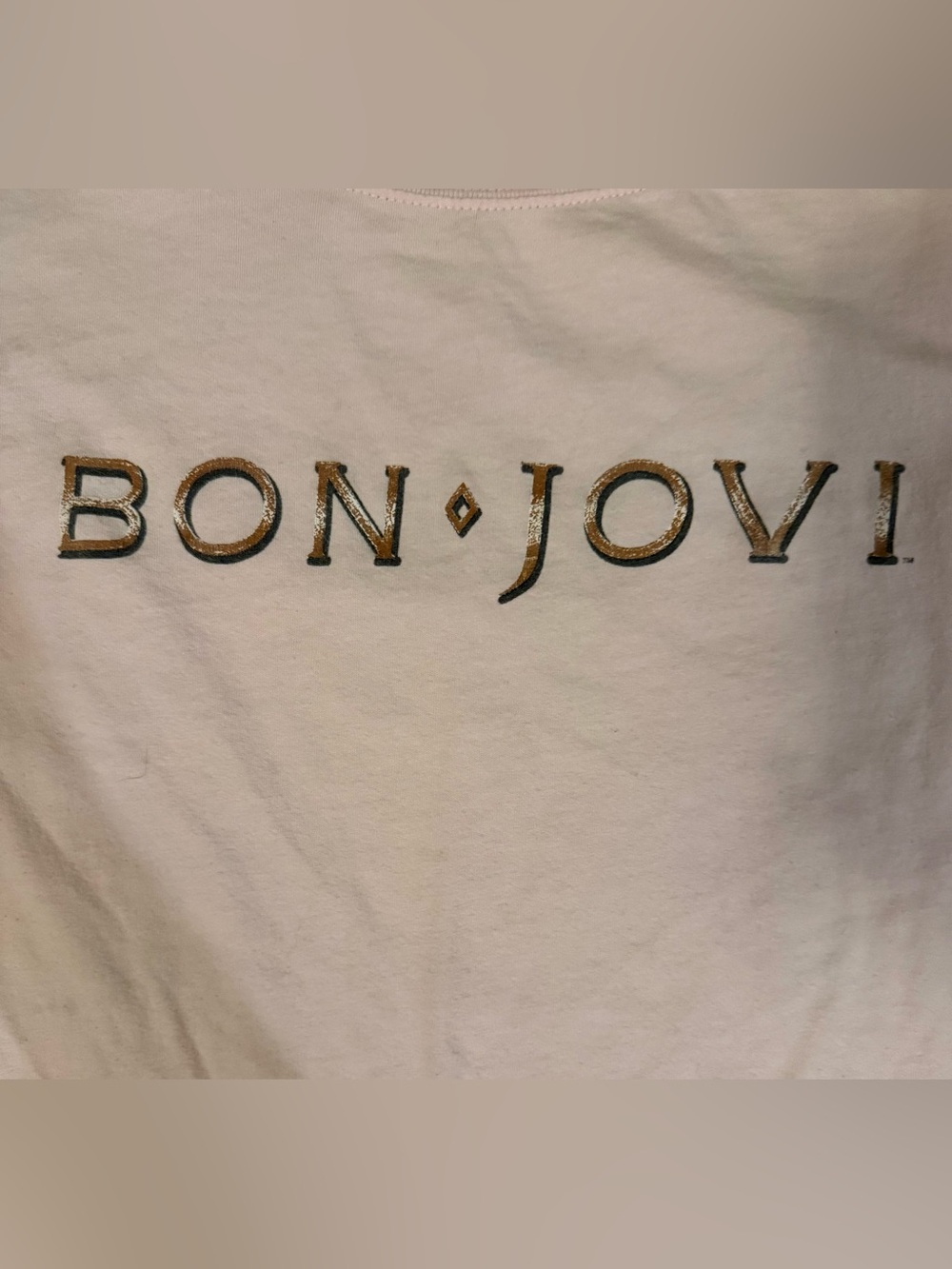 Bon Jovi authentic tour Long Sleeve Tee in Light Pink with Gold Accents